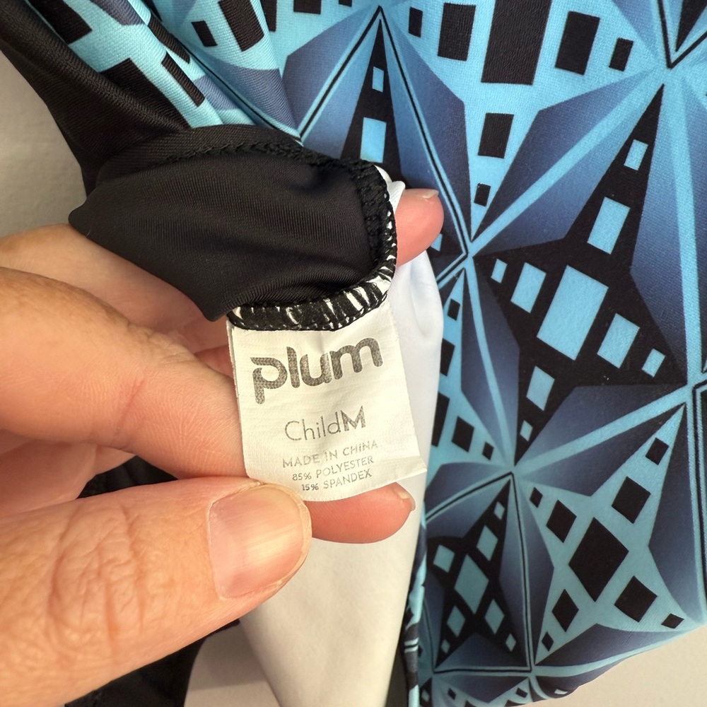 Plum Practicewear Leotard Geometric Black And Blue Size Child M Gymnastics - Picture 4 of 9